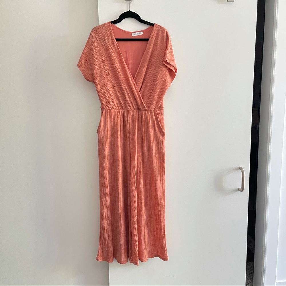 Crepe peach wide length jumpsuit